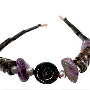Handmade Purple amethyst Beaded Healing bracelet .